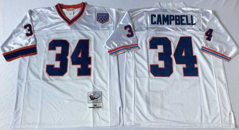 Bills 34 Thurman Thomas White M&N Throwback Jersey